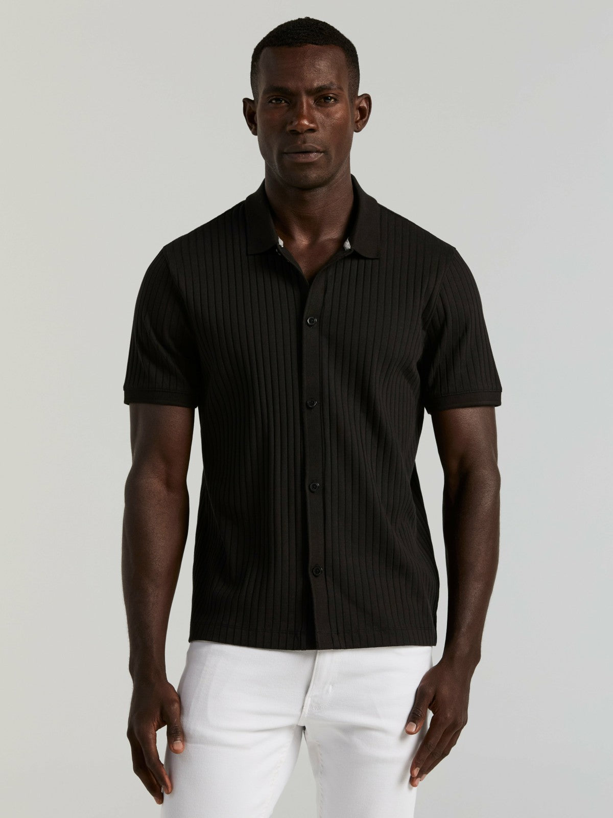 Perry Ellis Ribbed Button Front Knit