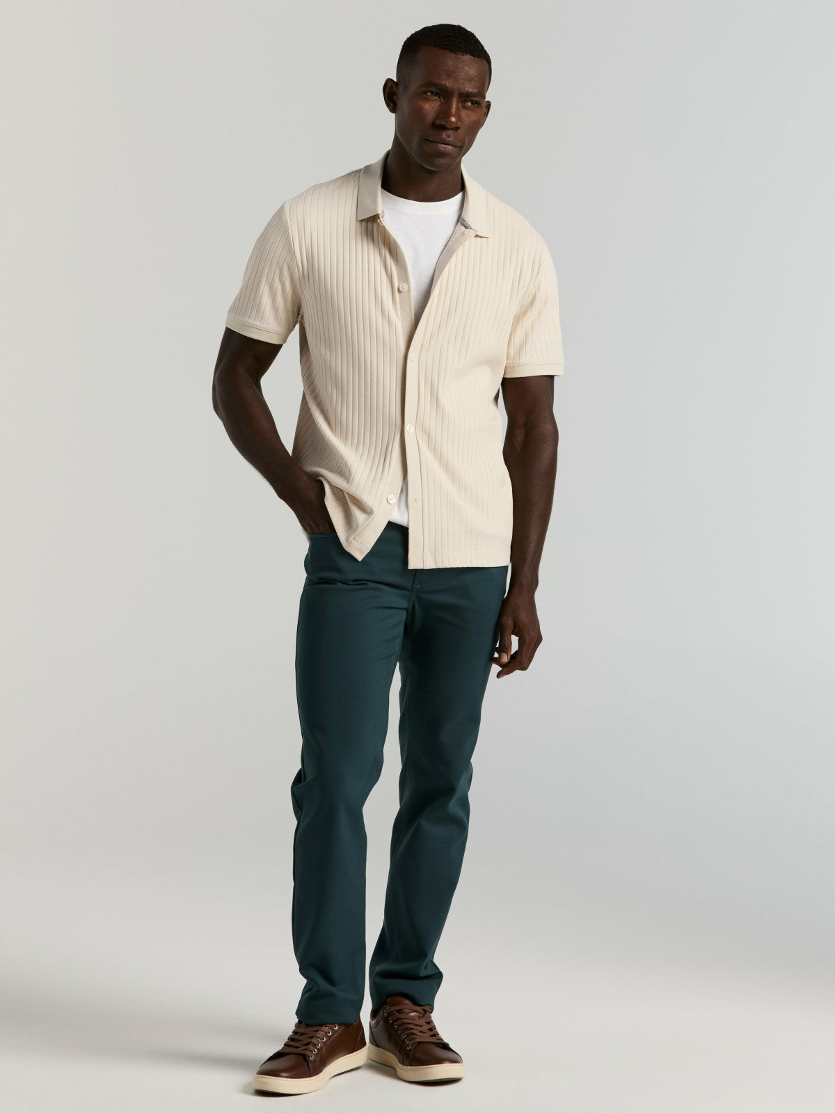 Perry Ellis Ribbed Button Front Knit
