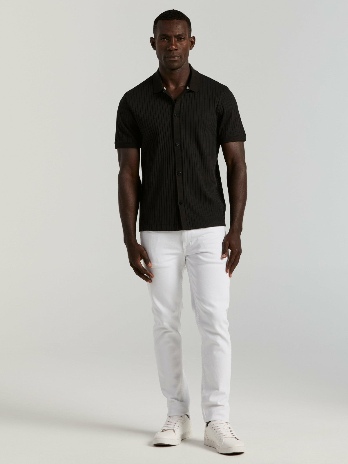 Perry Ellis Ribbed Button Front Knit