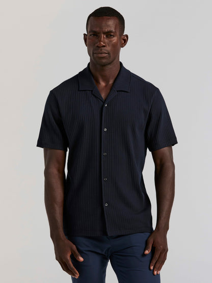 Perry Ellis Vertical Stripe Jacquard Button Front Knit