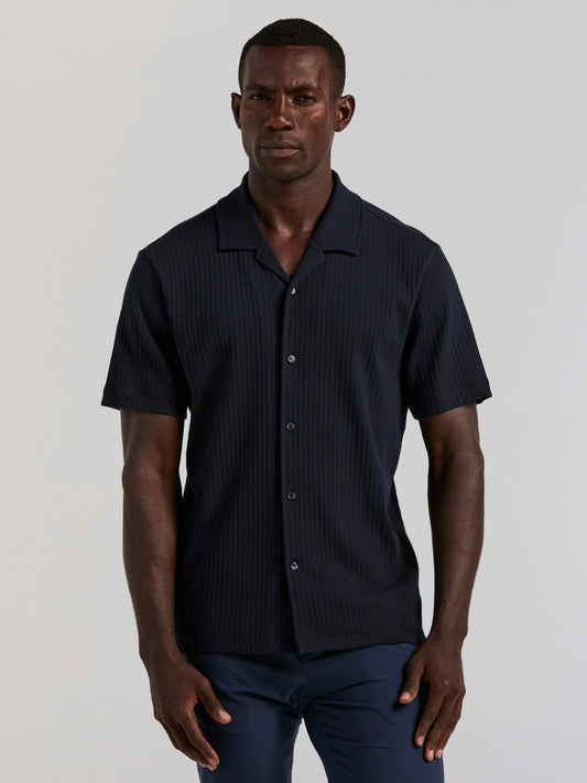 Perry Ellis Vertical Stripe Jacquard Button Front Knit