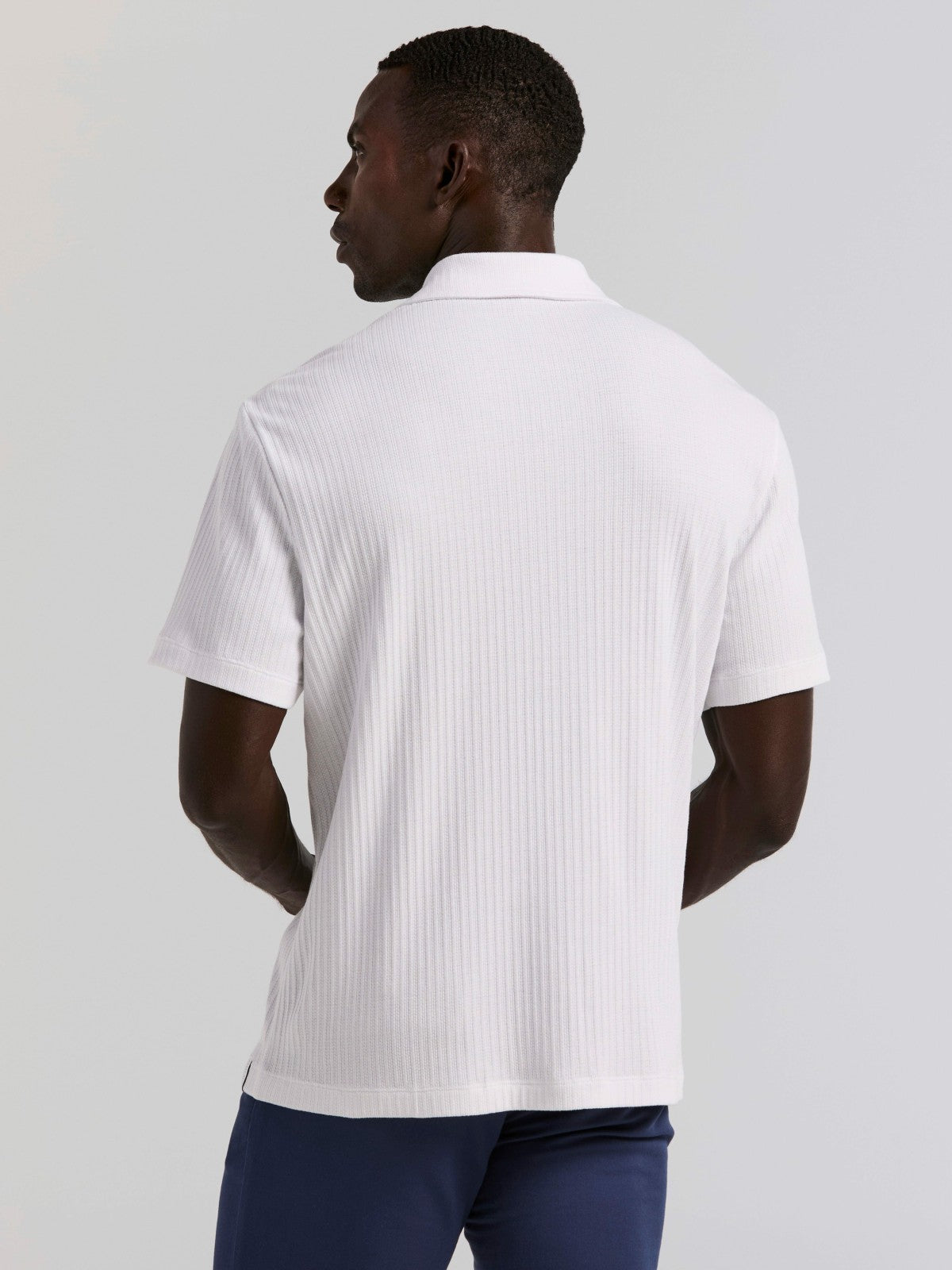 Perry Ellis Vertical Stripe Jacquard Button Front Knit