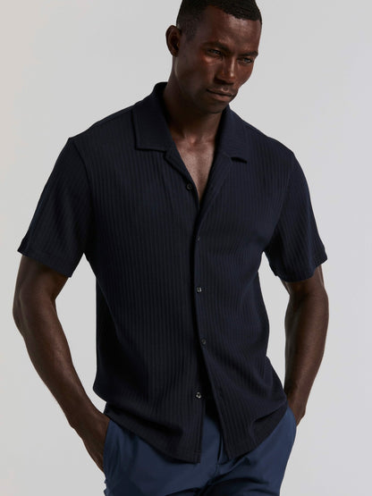 Perry Ellis Vertical Stripe Jacquard Button Front Knit