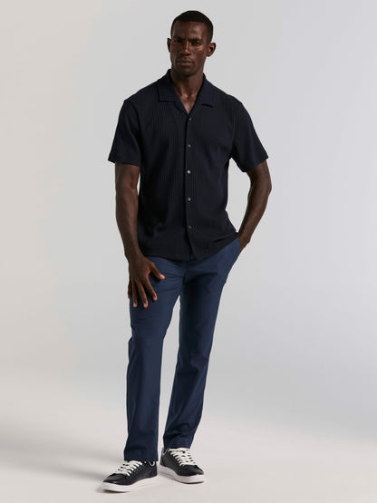 Perry Ellis Vertical Stripe Jacquard Button Front Knit