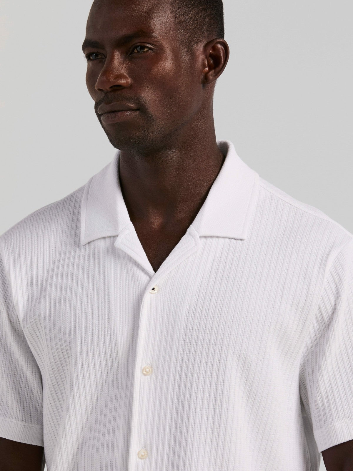 Perry Ellis Vertical Stripe Jacquard Button Front Knit