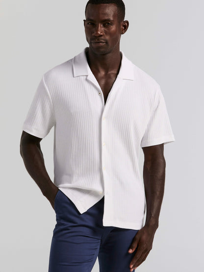 Perry Ellis Vertical Stripe Jacquard Button Front Knit