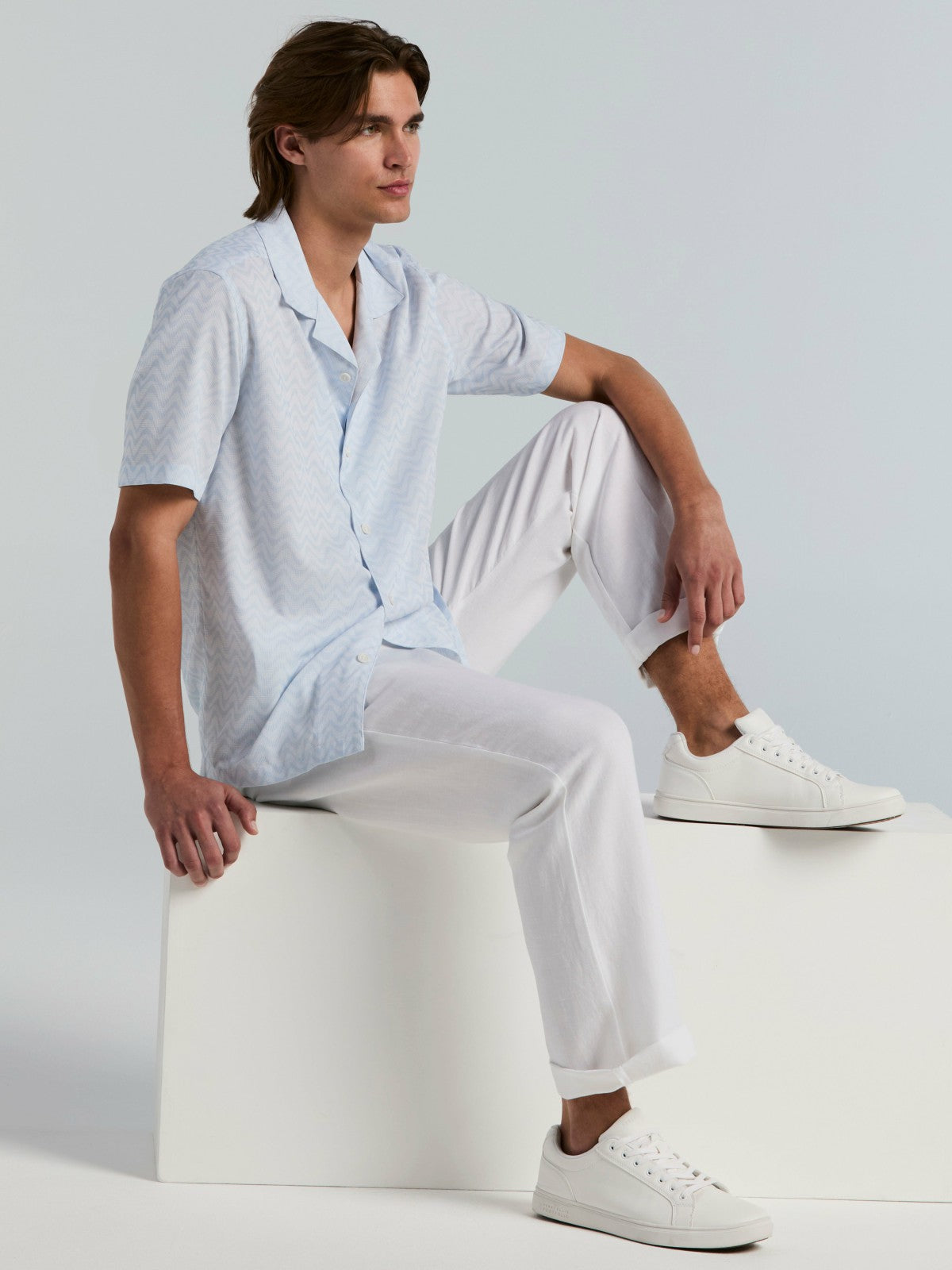 Perry Ellis Textured Dobby Camp Collar Shirt