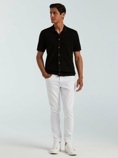 Perry Ellis Cotton Wavy Knit Button Front Sweater
