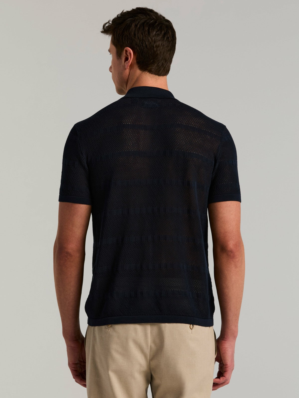 Perry Ellis Cotton Mesh Knit Striped Button Front Sweater