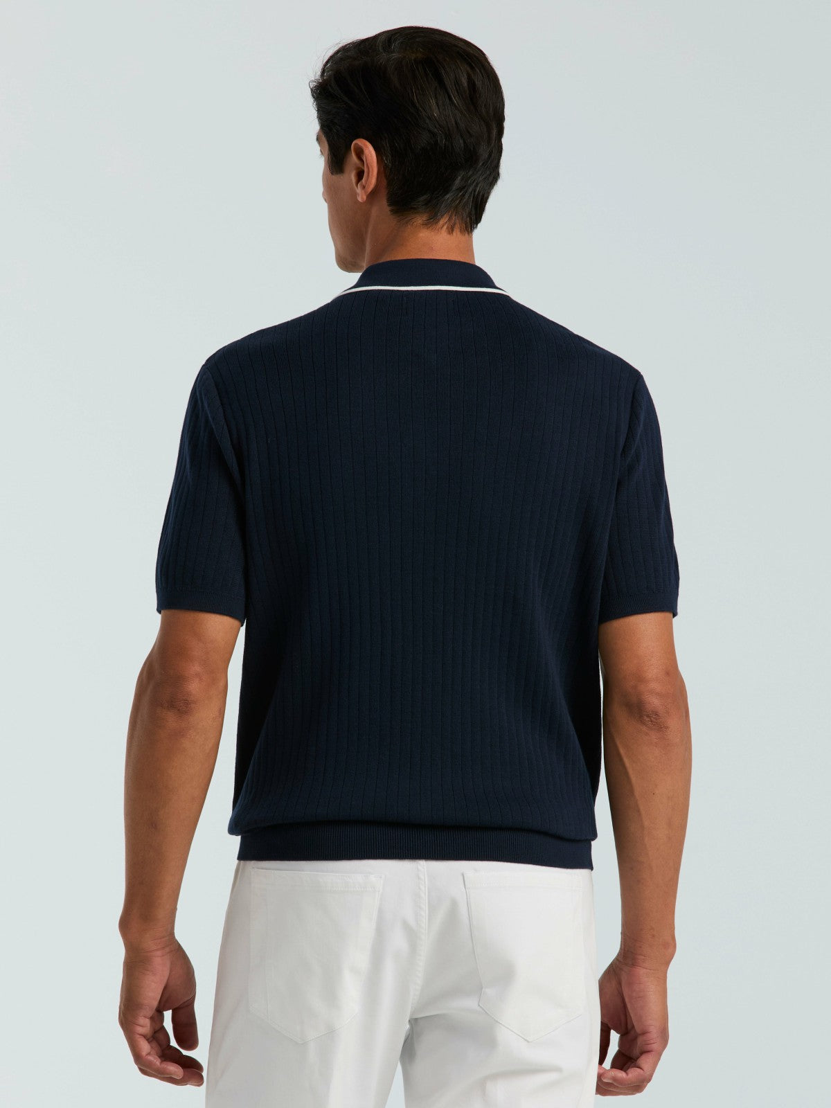 Perry Ellis Cotton Tipped Ribbed Full Zip Sweater