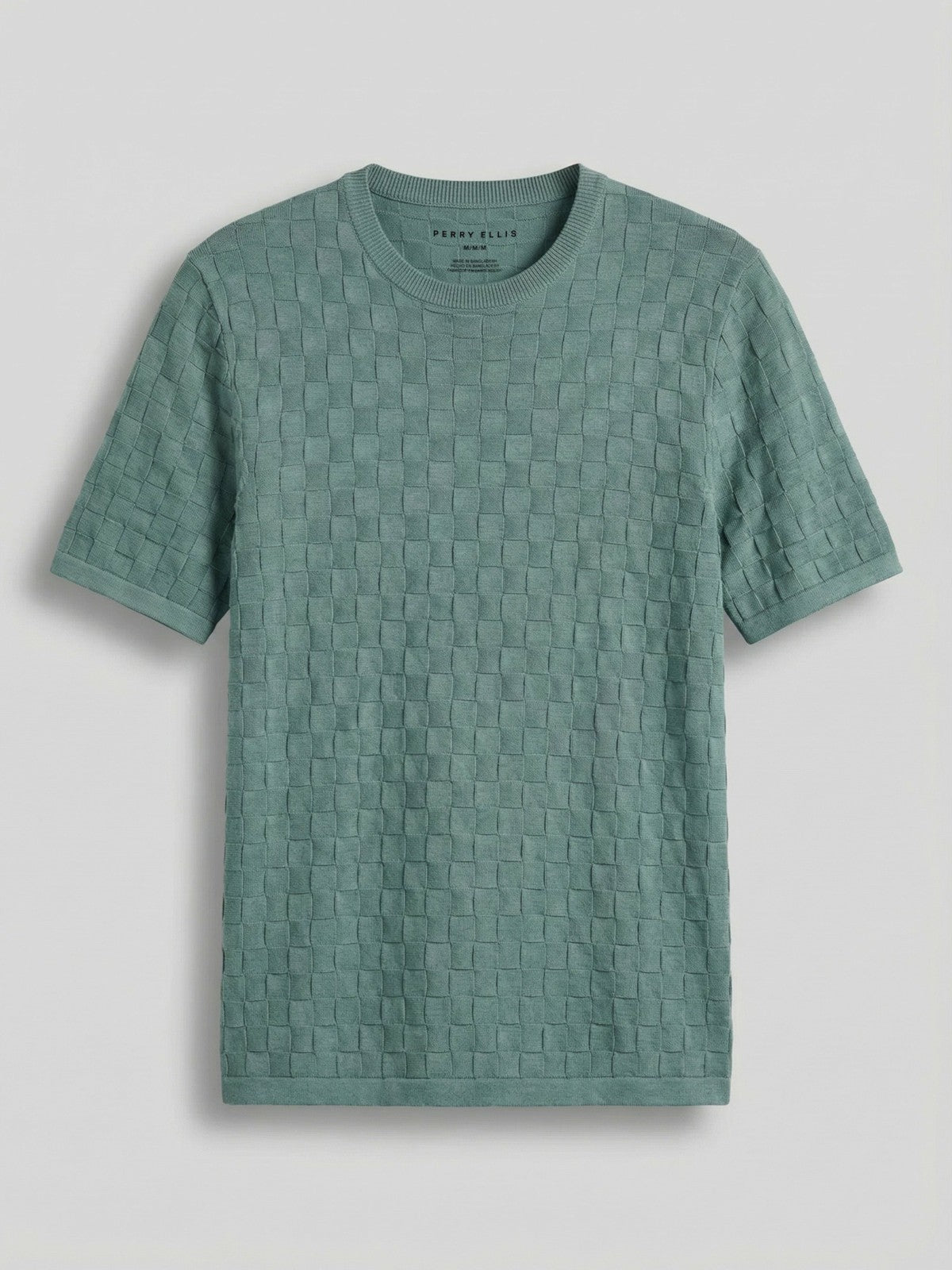 Perry Ellis Square Pattern Crew Neck Sweater Tee