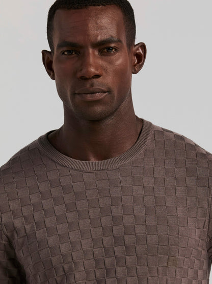 Perry Ellis Square Pattern Crew Neck Sweater Tee