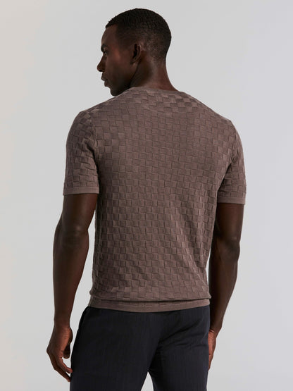 Perry Ellis Square Pattern Crew Neck Sweater Tee