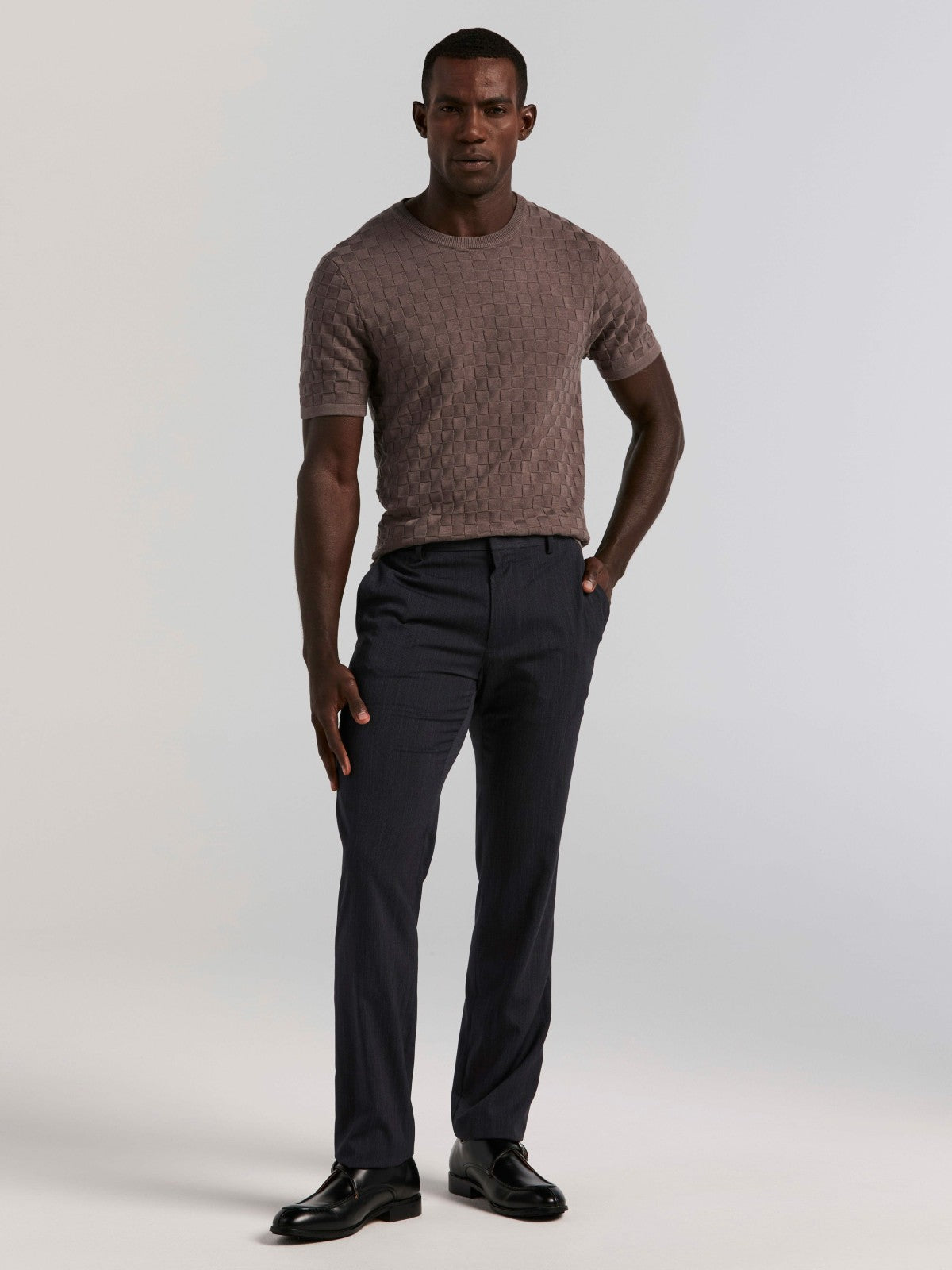 Perry Ellis Square Pattern Crew Neck Sweater Tee