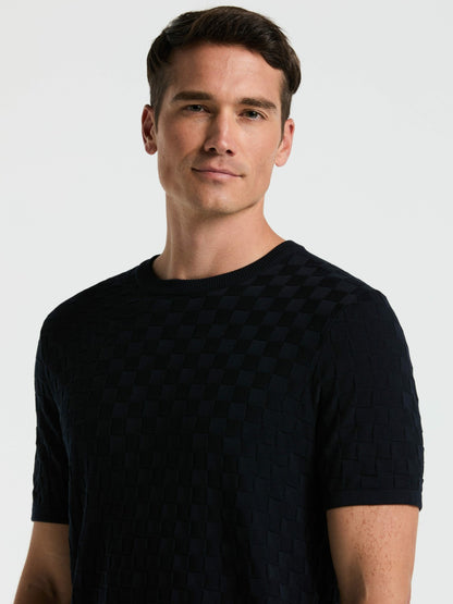 Perry Ellis Square Pattern Crew Neck Sweater Tee