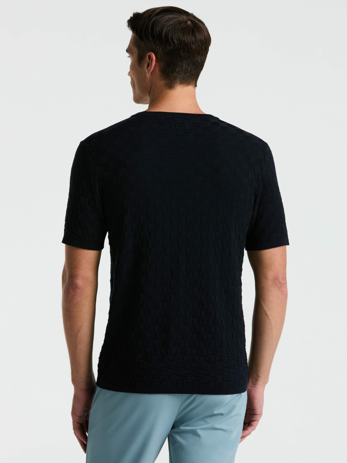 Perry Ellis Square Pattern Crew Neck Sweater Tee