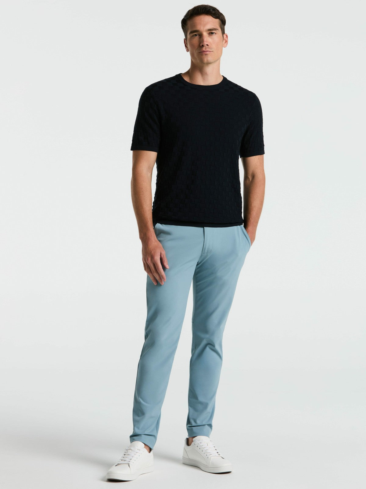 Perry Ellis Square Pattern Crew Neck Sweater Tee