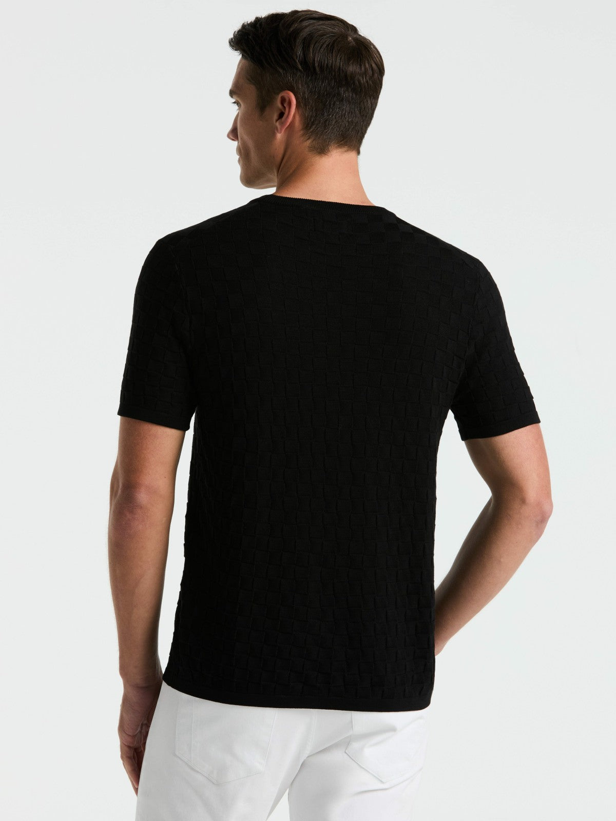Perry Ellis Square Pattern Crew Neck Sweater Tee
