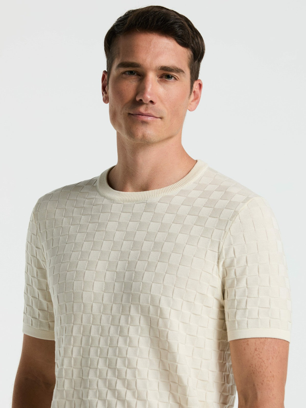 Perry Ellis Square Pattern Crew Neck Sweater Tee