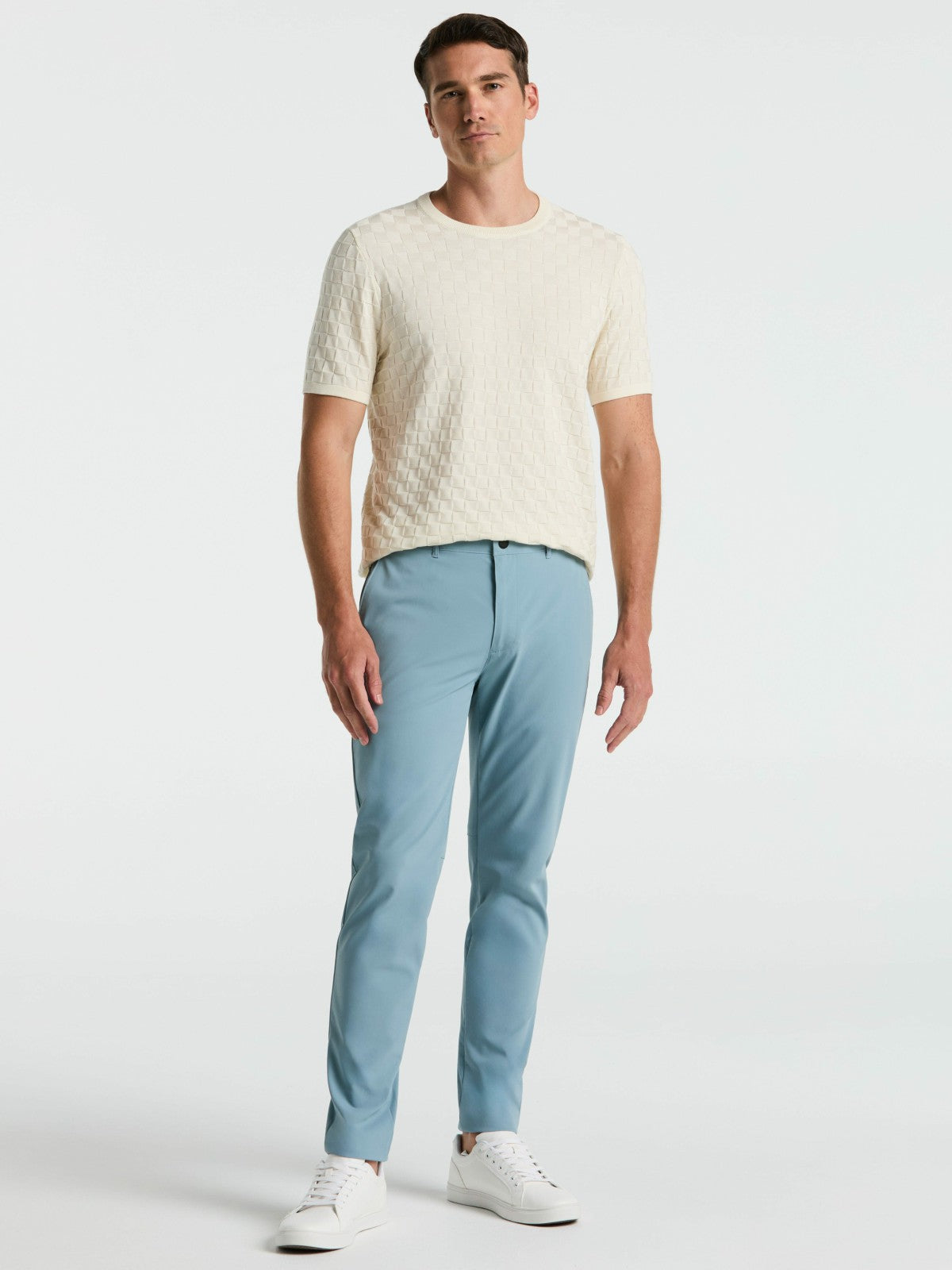 Perry Ellis Square Pattern Crew Neck Sweater Tee