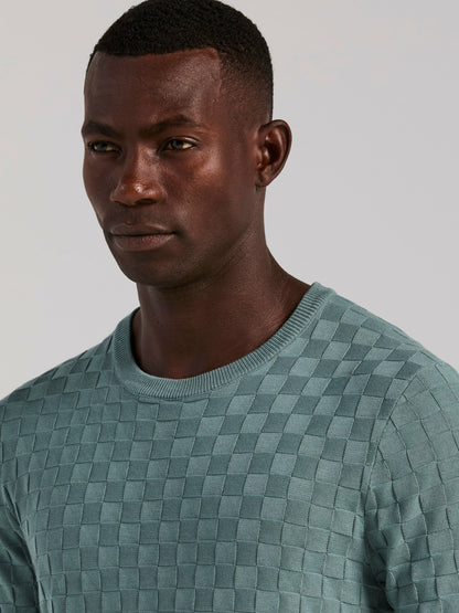 Perry Ellis Square Pattern Crew Neck Sweater Tee