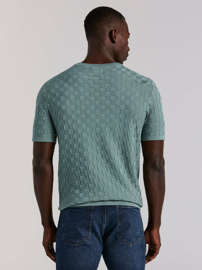 Perry Ellis Square Pattern Crew Neck Sweater Tee