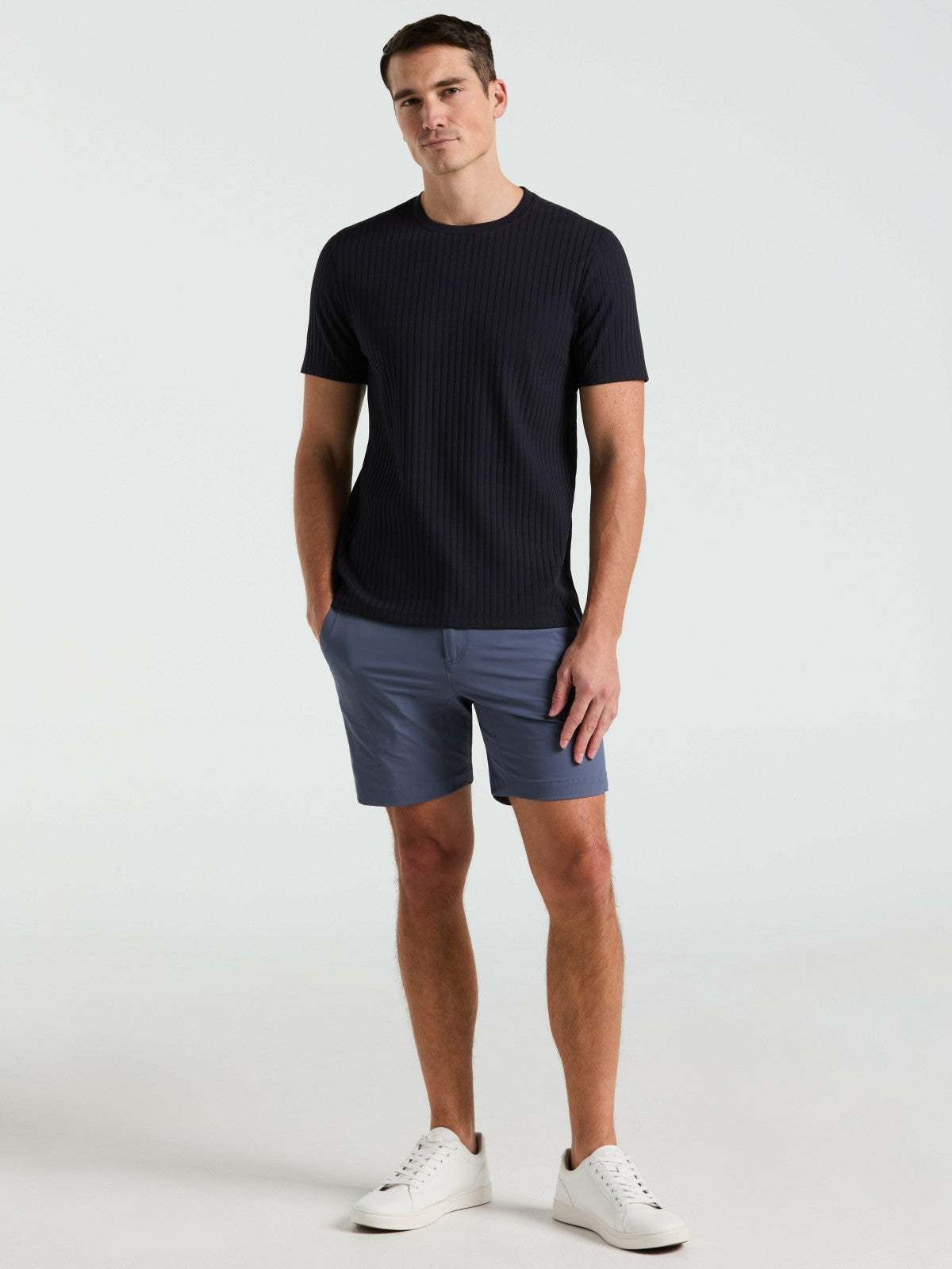 Perry Ellis Ribbed Crew Neck Tee