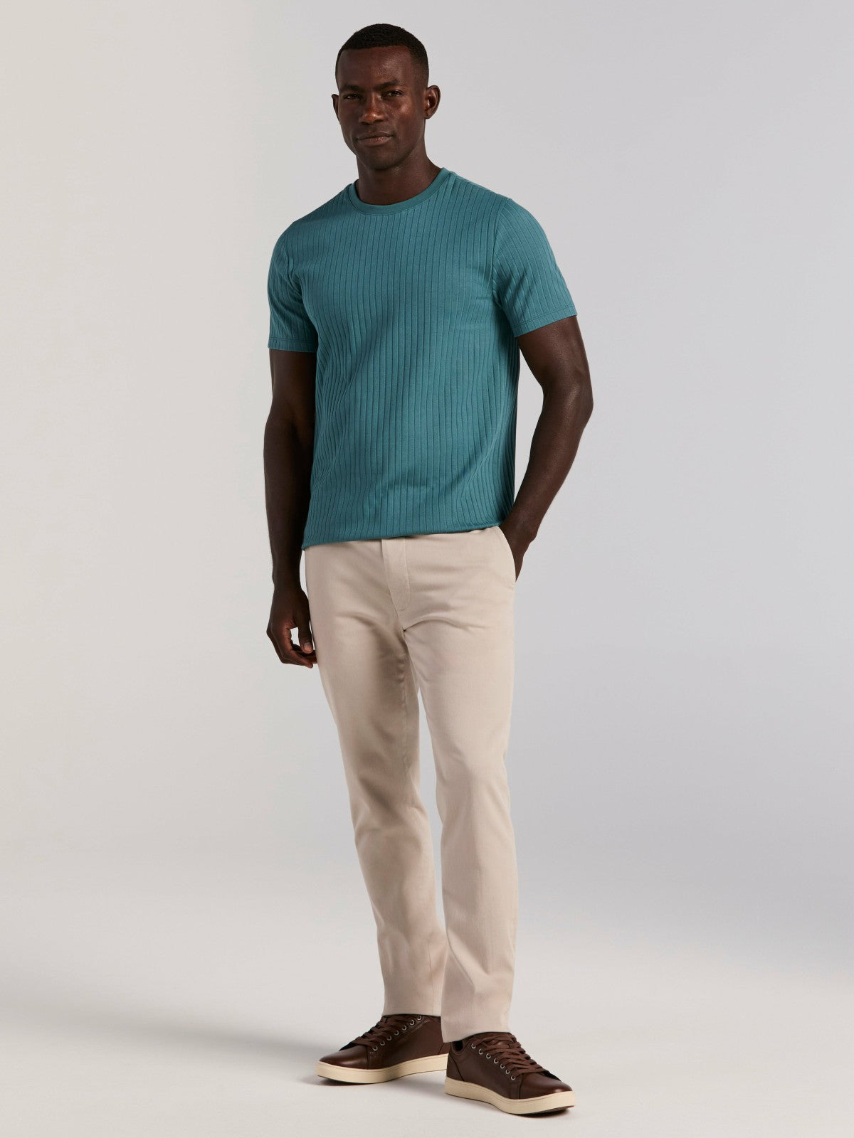 Perry Ellis Ribbed Crew Neck Tee