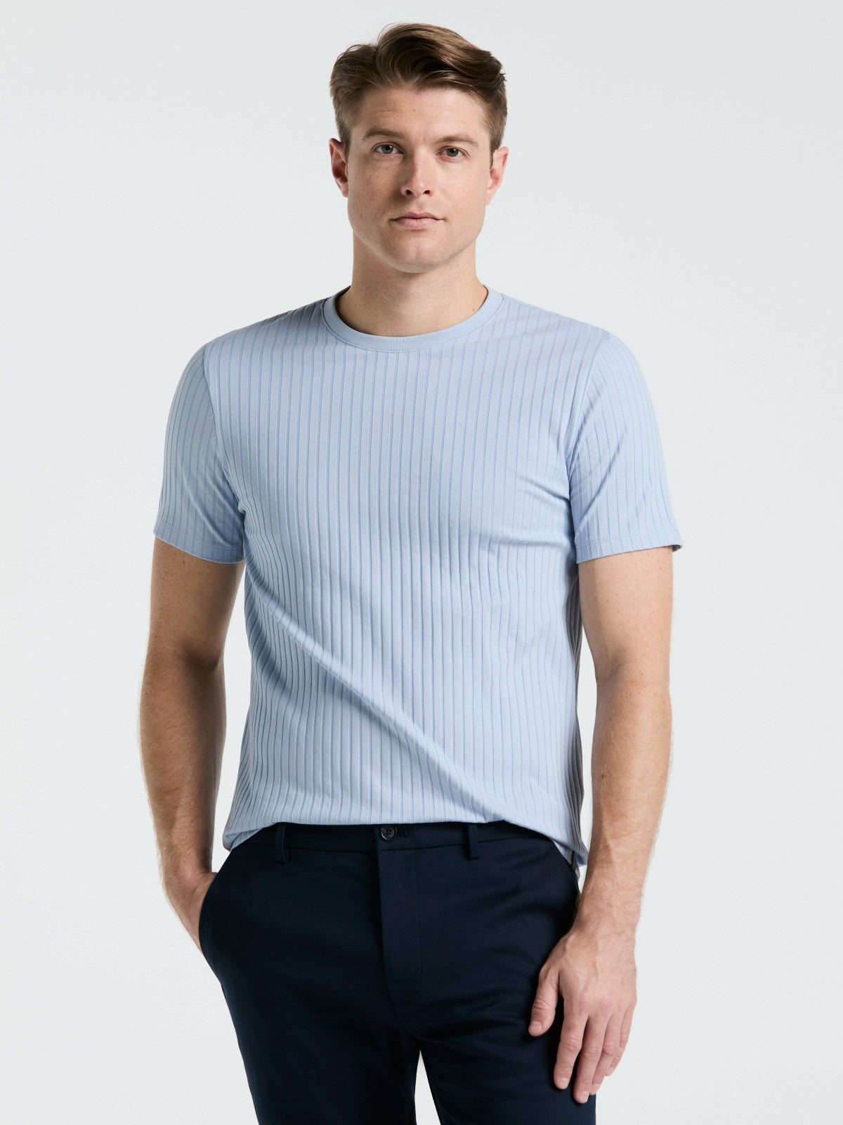 Perry Ellis Ribbed Crew Neck Tee