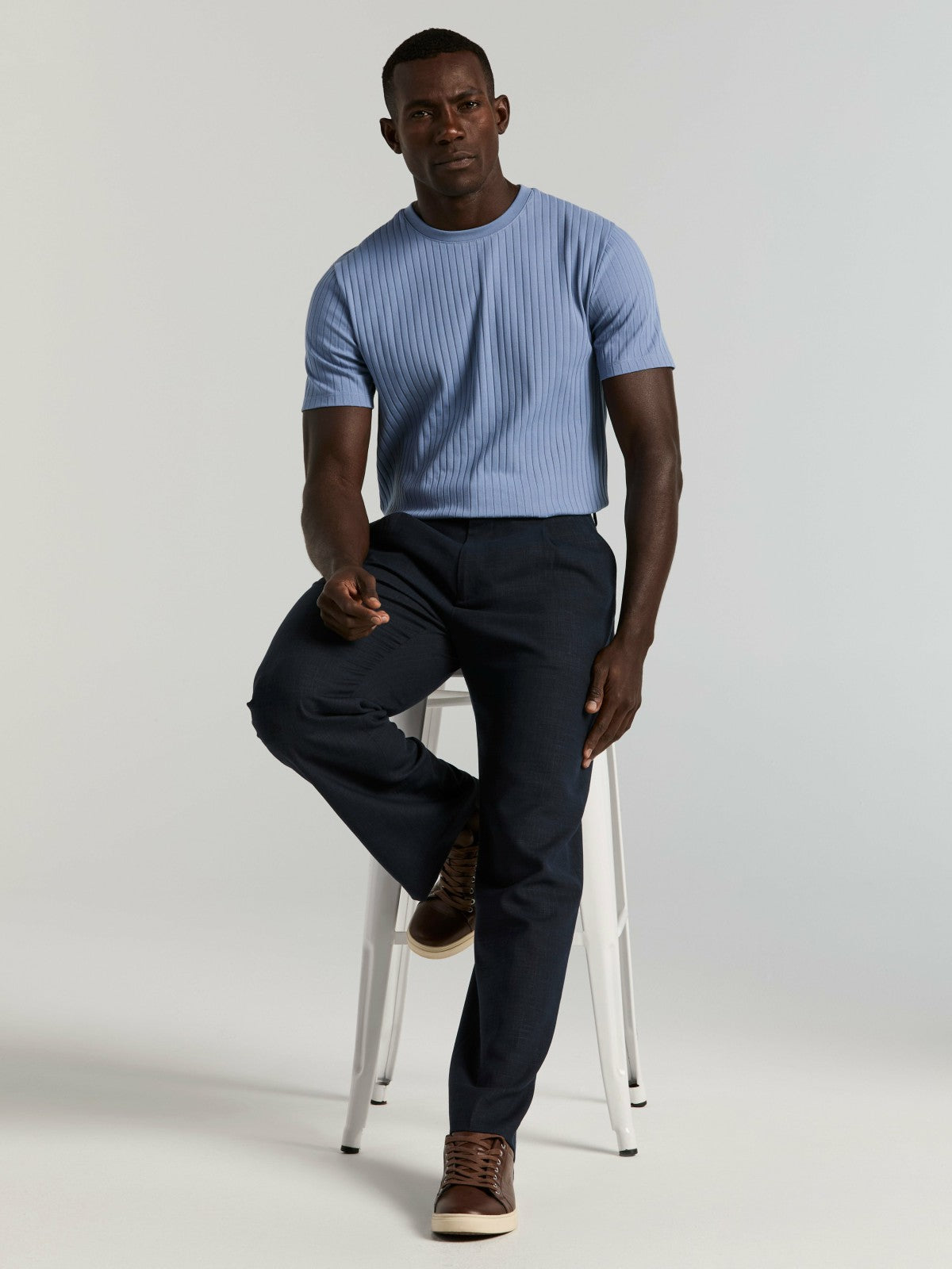 Perry Ellis Ribbed Crew Neck Tee