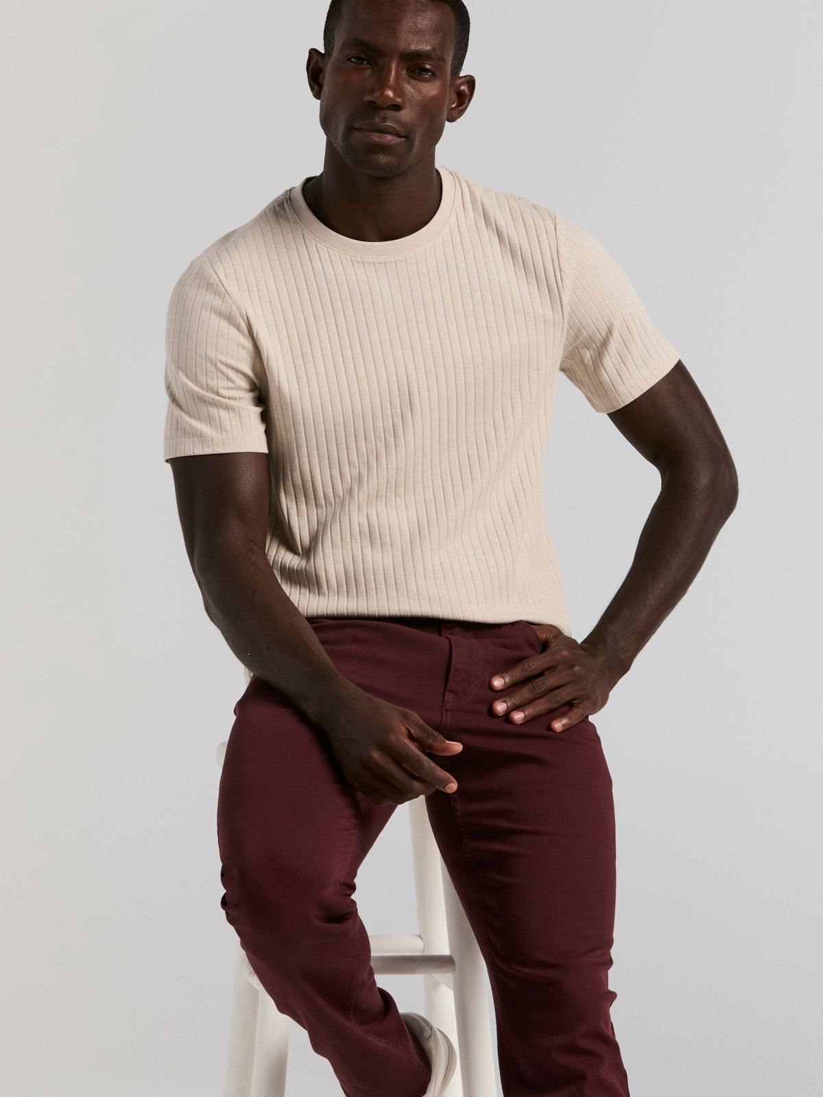 Perry Ellis Ribbed Crew Neck Tee