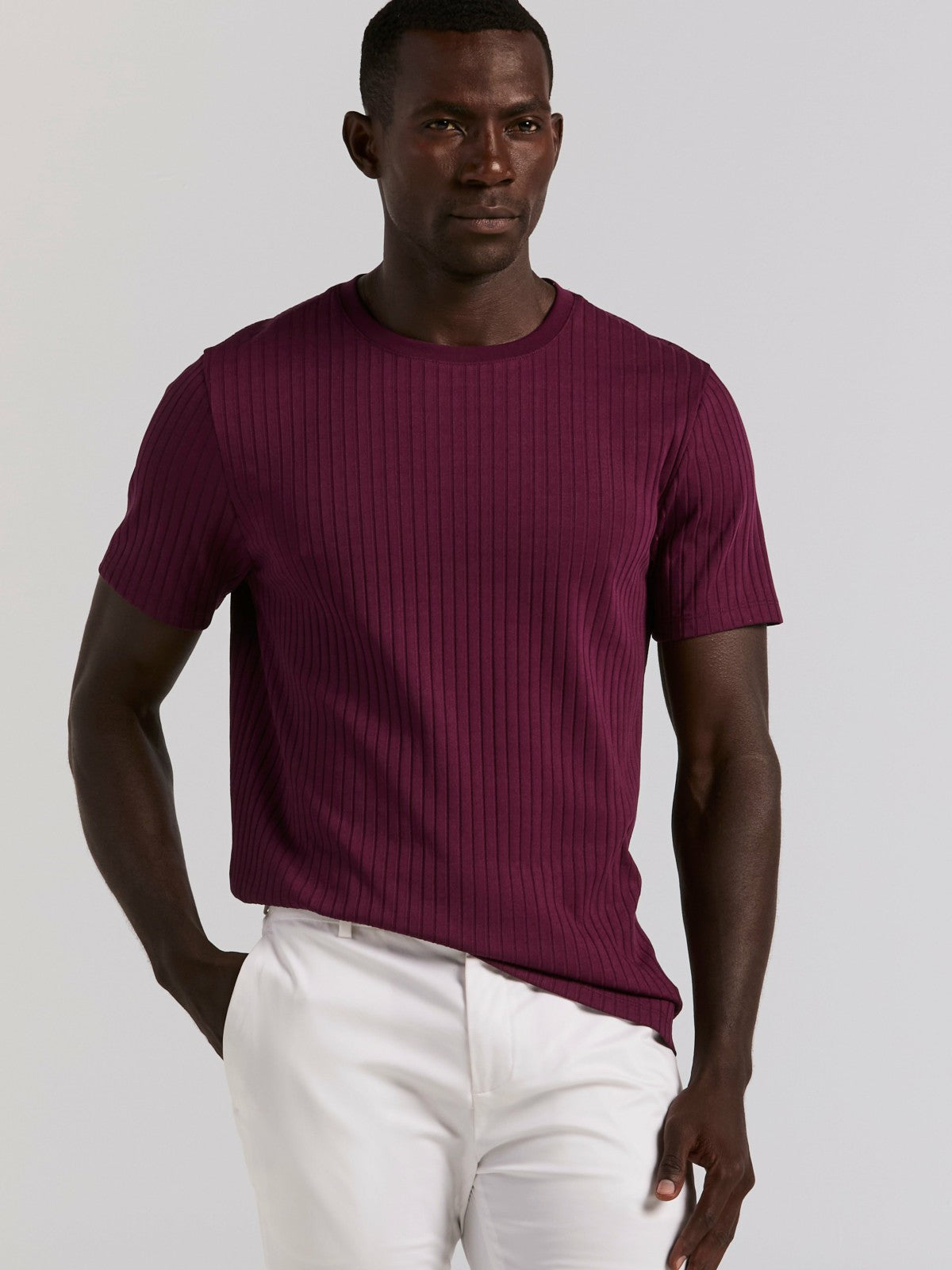 Perry Ellis Ribbed Crew Neck Tee