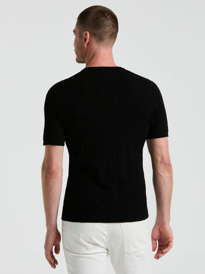 Perry Ellis Tech Knit Mesh Striped Crew Neck Shirt