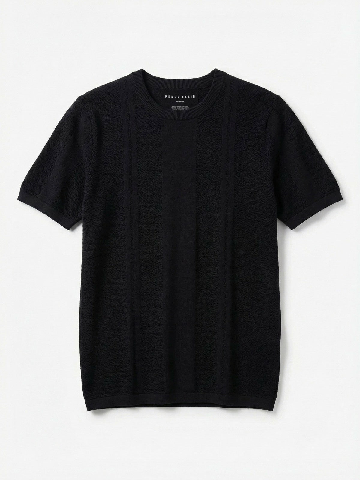 Perry Ellis Textured Stripe Crew Neck Sweater Tee
