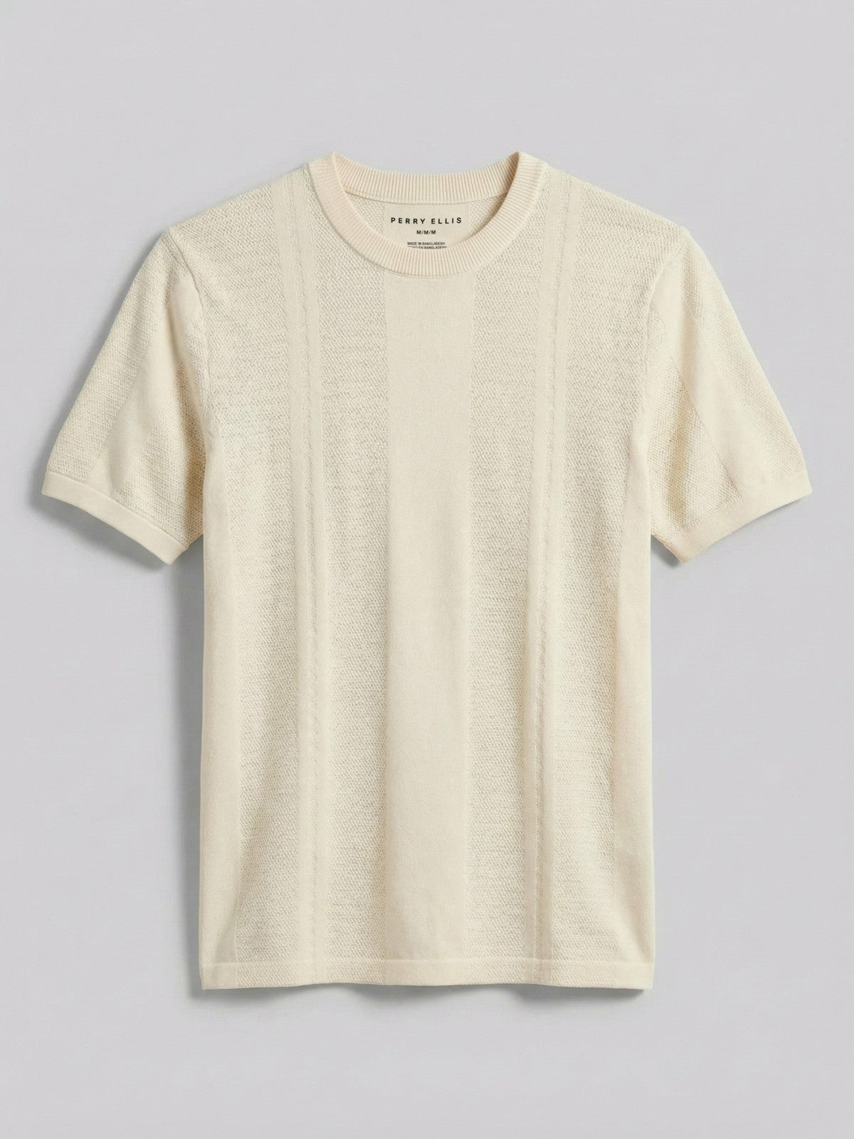 Perry Ellis Textured Stripe Crew Neck Sweater Tee