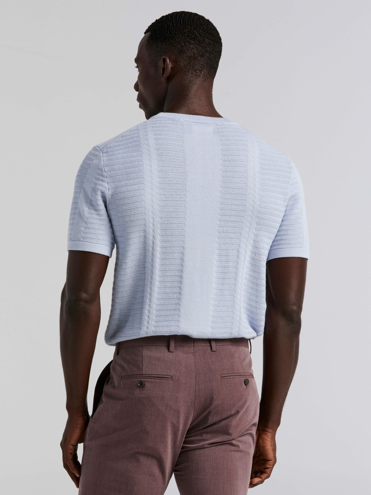 Perry Ellis Textured Stripe Crew Neck Sweater Tee