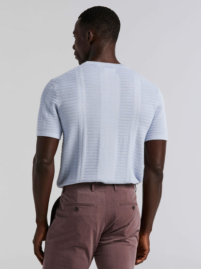 Perry Ellis Textured Stripe Crew Neck Sweater Tee