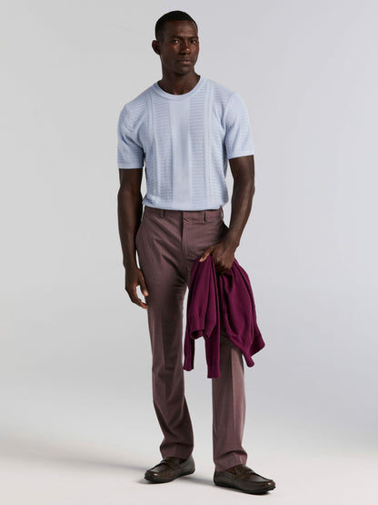 Perry Ellis Textured Stripe Crew Neck Sweater Tee