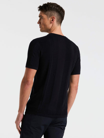 Perry Ellis Textured Stripe Crew Neck Sweater Tee