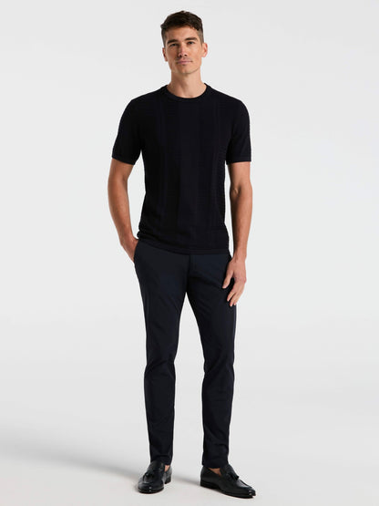 Perry Ellis Textured Stripe Crew Neck Sweater Tee