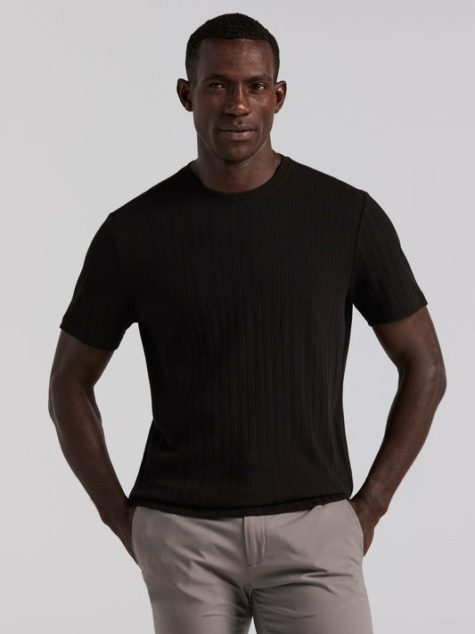 Perry Ellis Textured Ribbed Crew Neck Tee