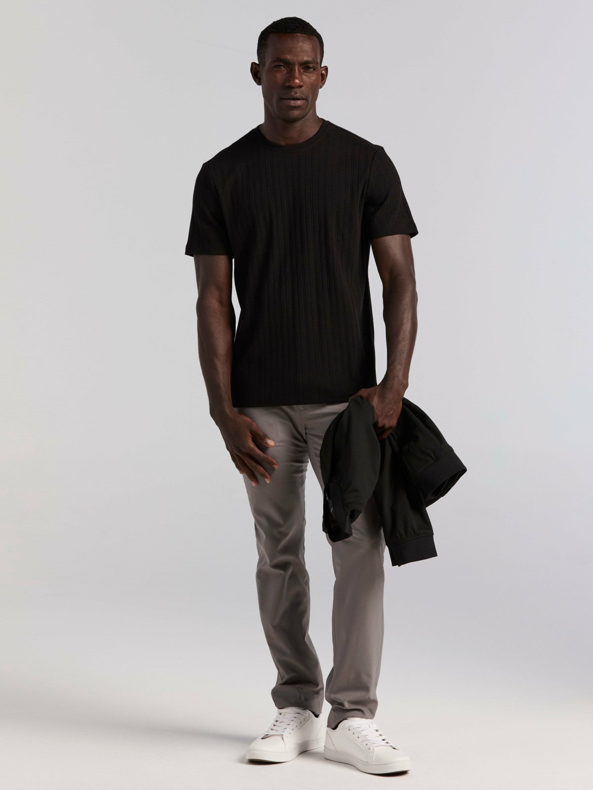 Perry Ellis Textured Ribbed Crew Neck Tee