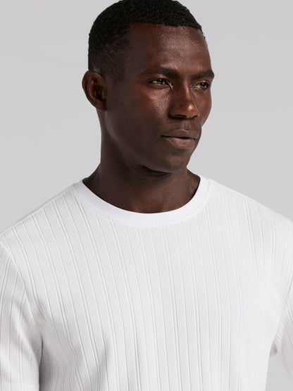 Perry Ellis Textured Ribbed Crew Neck Tee