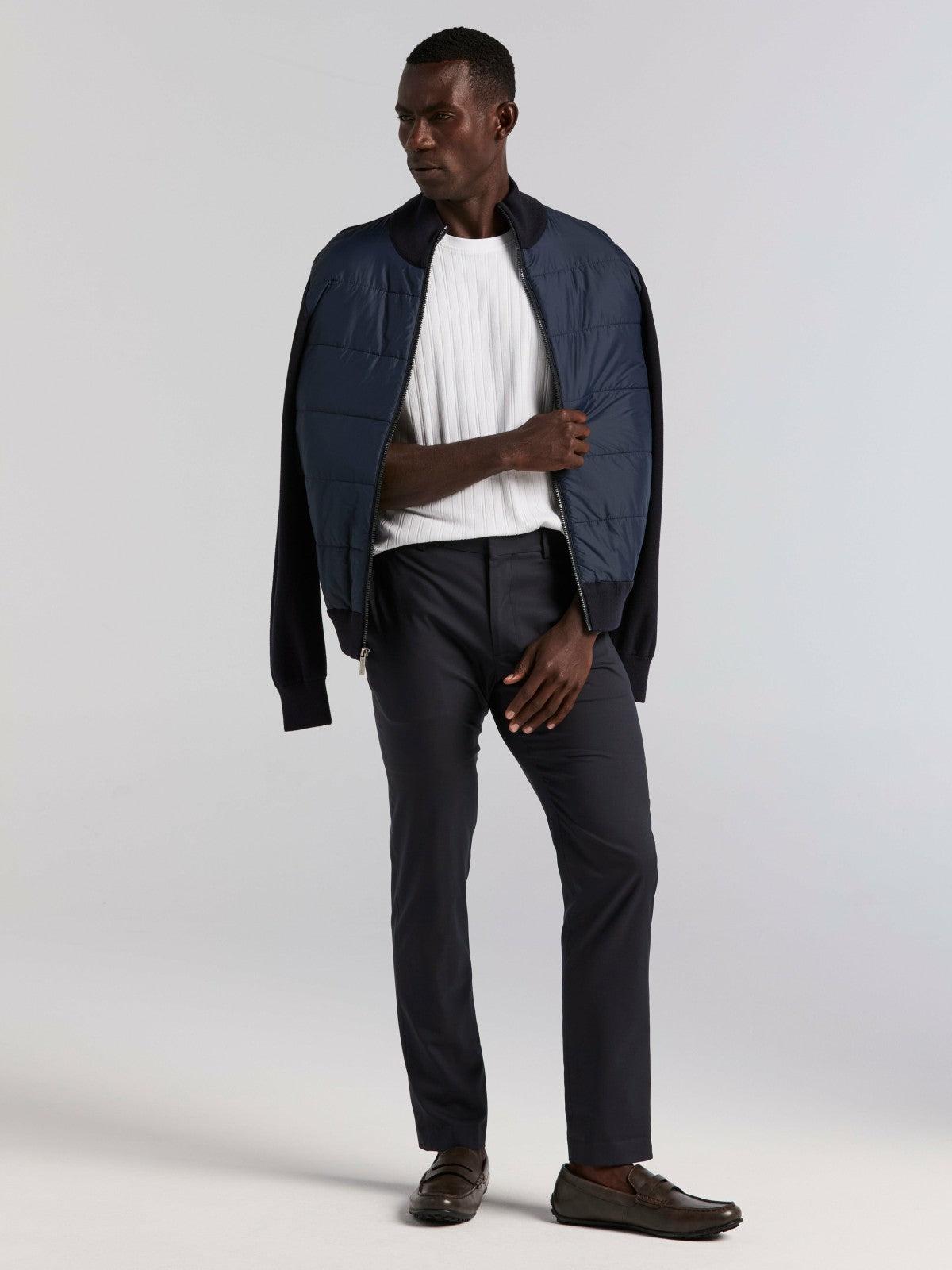 Perry Ellis Textured Ribbed Crew Neck Tee