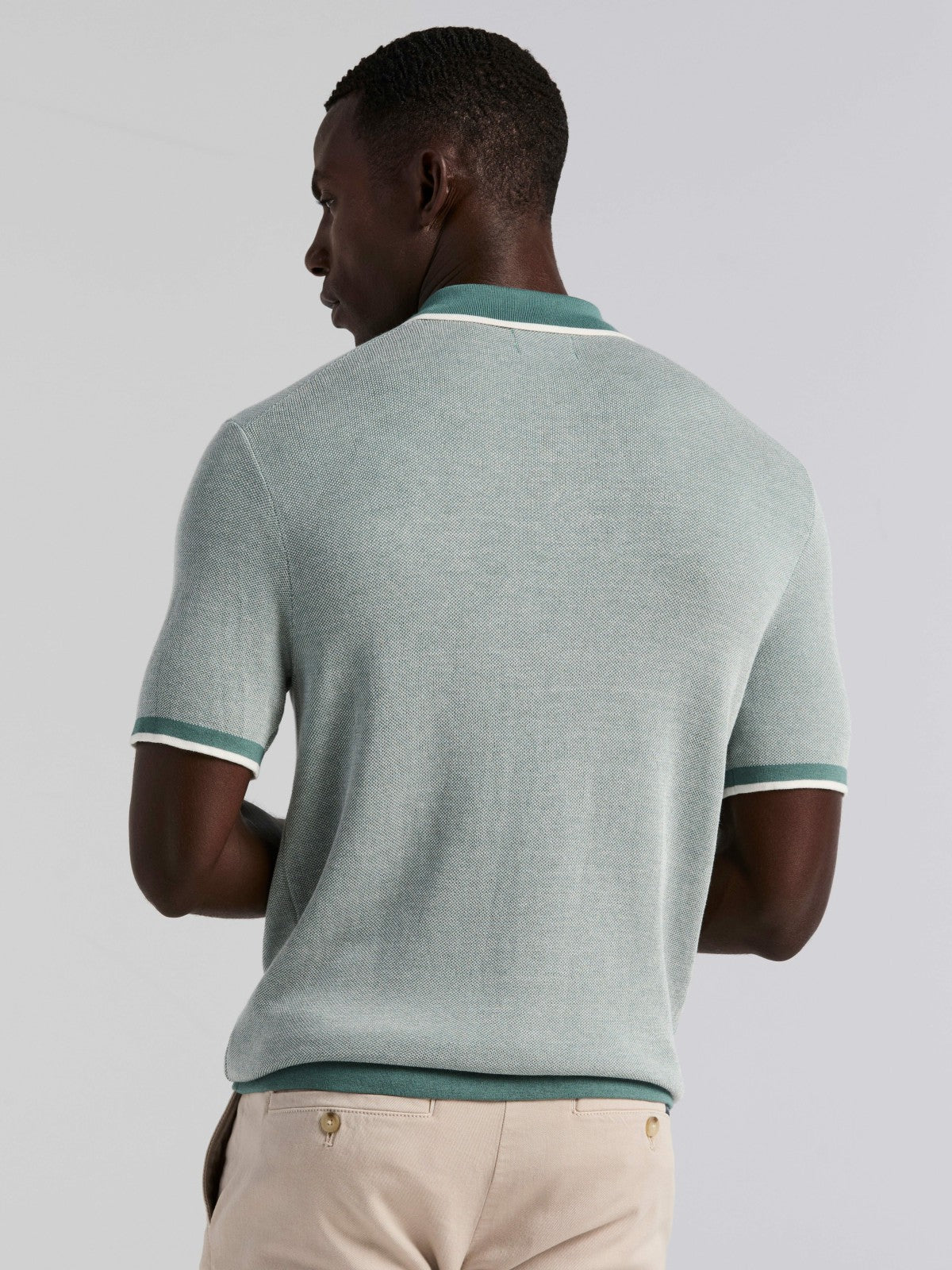 Perry Ellis Bi-Color Stitch Zip Polo