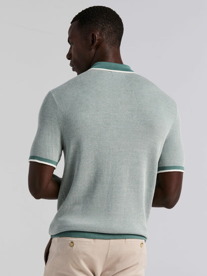 Perry Ellis Bi-Color Stitch Zip Polo