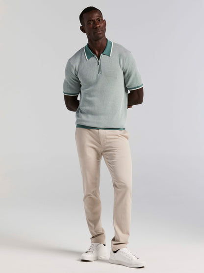 Perry Ellis Bi-Color Stitch Zip Polo