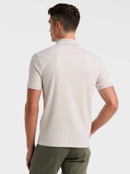 Perry Ellis Ribbed Quarter Zip Heathered Polo
