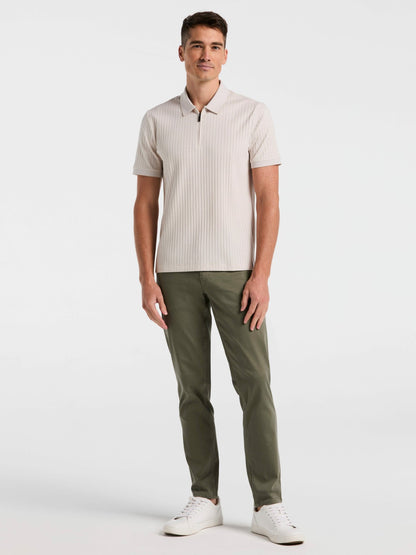 Perry Ellis Ribbed Quarter Zip Heathered Polo