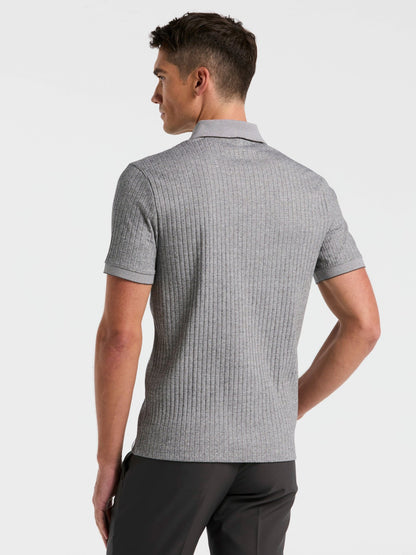 Perry Ellis Ribbed Quarter Zip Heathered Polo